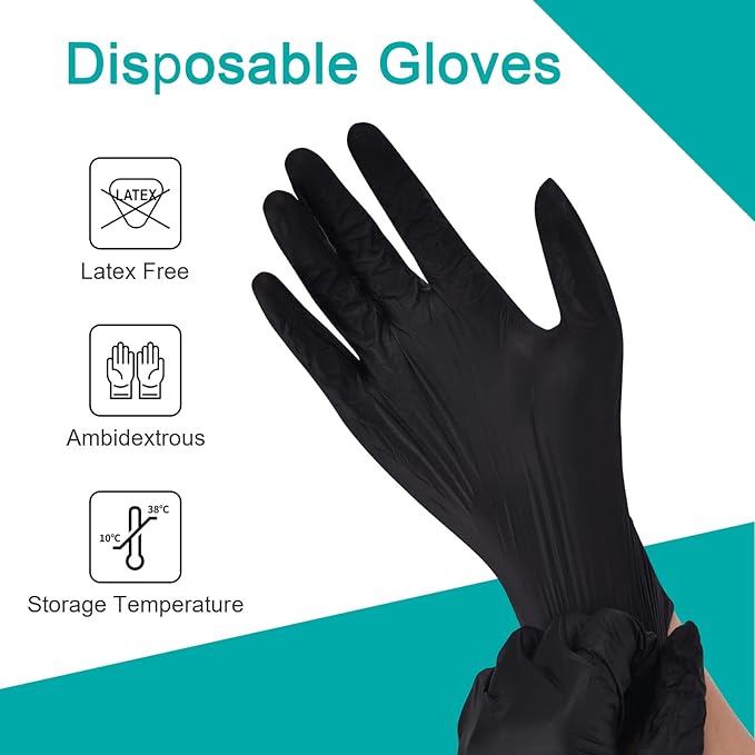 Guantes de Vinilo Sintetico Negros (L)